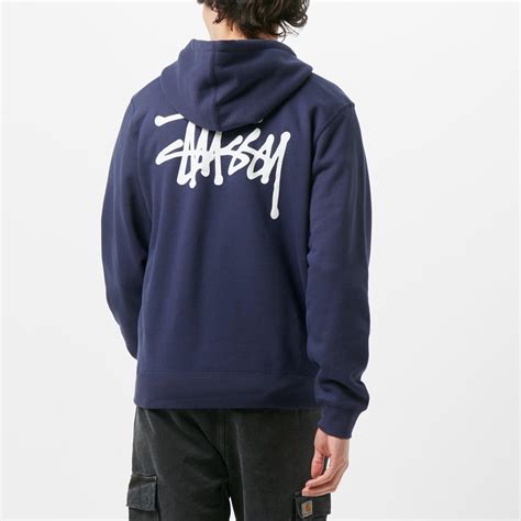 basic stussy hoodie navy blue